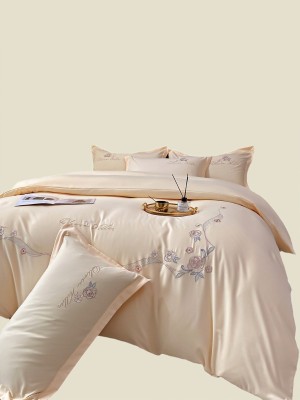 Solid color embroidered four-piece bedding set