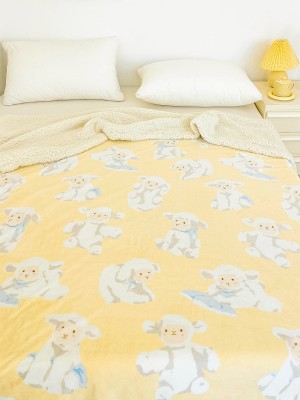 Cartoon Sheep Double Layer Nap Blanket