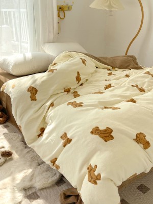 Cartoon Bear Plush Duvet Cover