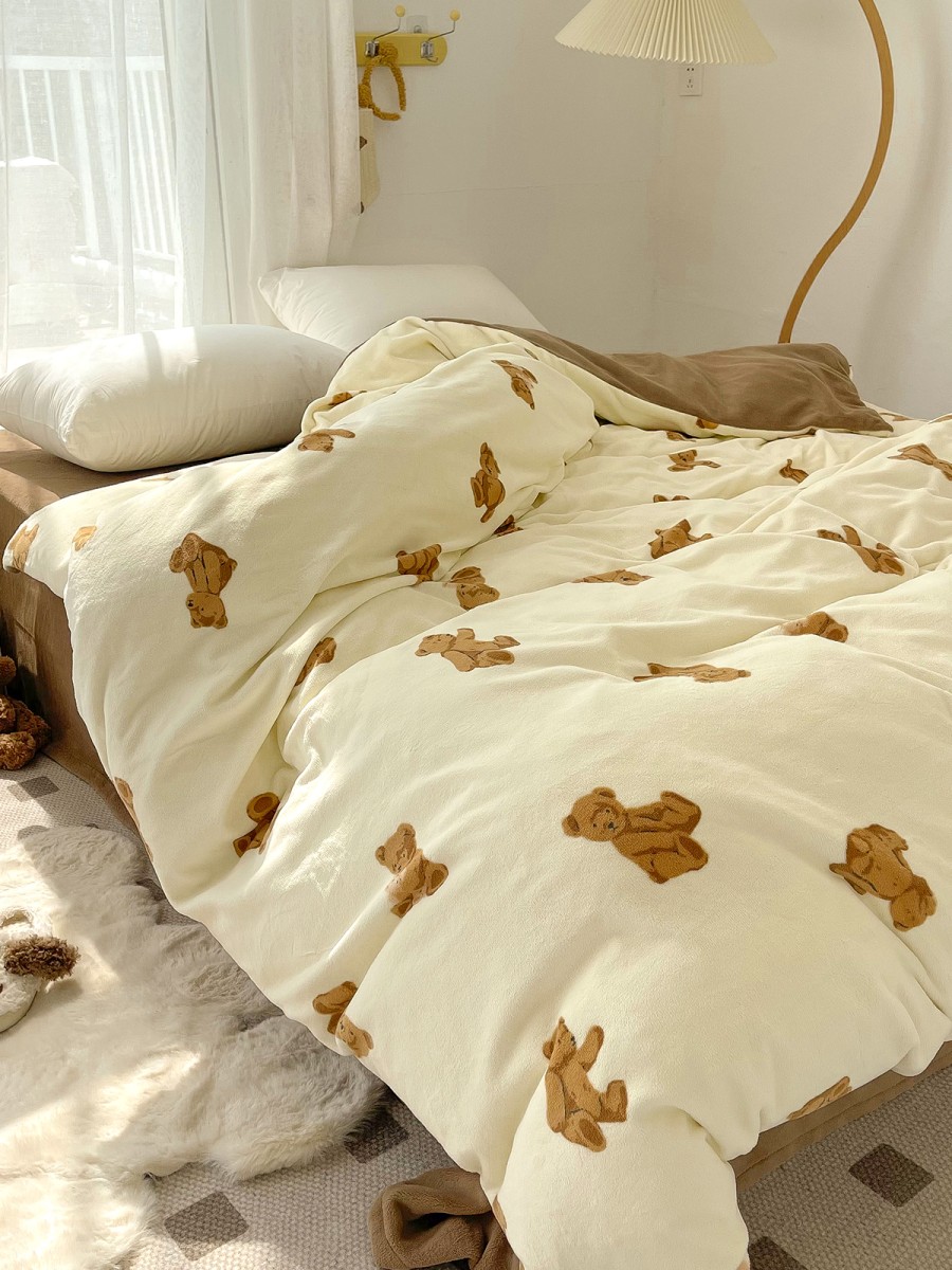 Cartoon Bear Plush Duvet Cover