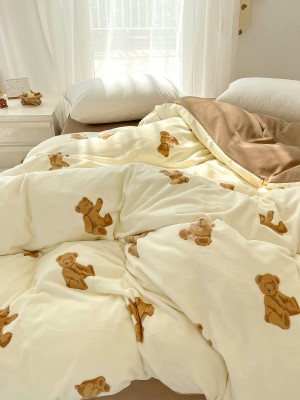 Cartoon Bear Plush Duvet Cover