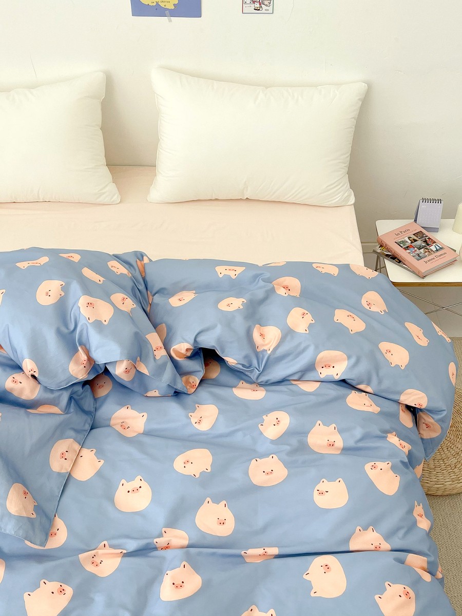 Cartoon Pink Pig Cotton Duvet Cover