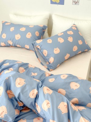 Cartoon Pink Pig Cotton Duvet Cover