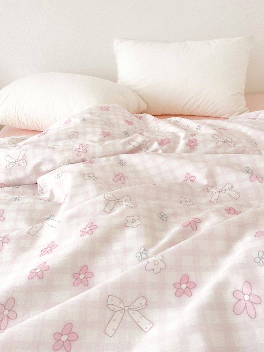 Floral Bow Cotton Duvet Cover