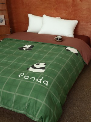 Panda Checkered Cotton Duvet Cover