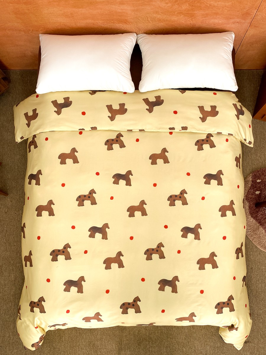 Brown Pony Long Staple Cotton Duvet Cover