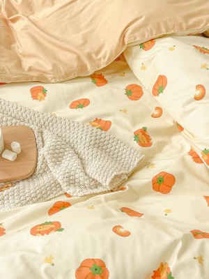 Pumpkin Puppy Cotton Duvet Cover