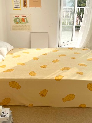 Taiyaki Print Plush Bed Sheet