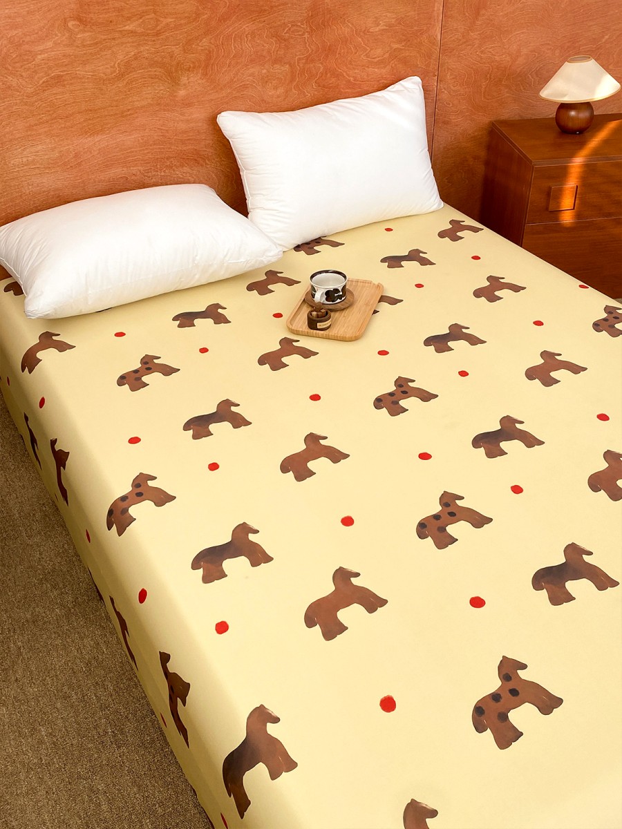 Cartoon Pony Print Long Staple Cotton Bed Sheet