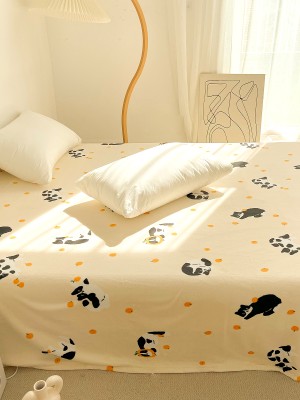 Cow and Cat Print Cream Fleece Bed Sheets