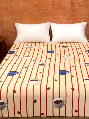 Striped Coffee Cup Print Bed Sheets