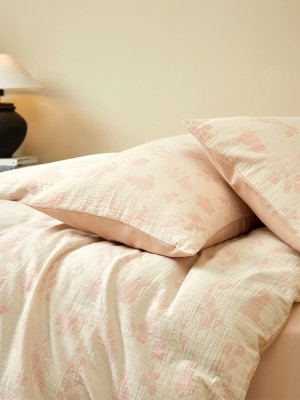 Double Layer Yarn Woven Four Piece Bedding Set