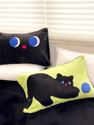 Black Cat Plush Pillowcase
