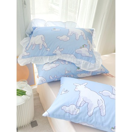 Adorable White Sheep Cotton Pillowcase