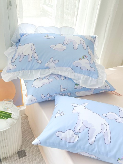 Adorable White Sheep Cotton Pillowcase